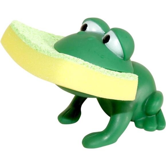 Animal Shape Novelty Kitchen Sponge Holder and Sponge Choice of Frog or Duck - Picture 3 of 6